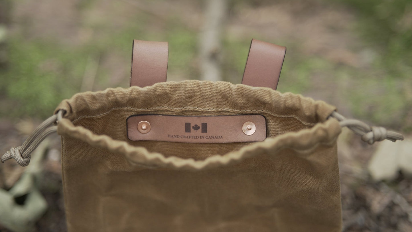 Pack Pouch - (Axe Holder / Canoe Bag) - The Bear Essentials Outdoors Co., Standard, Brown, Rivets